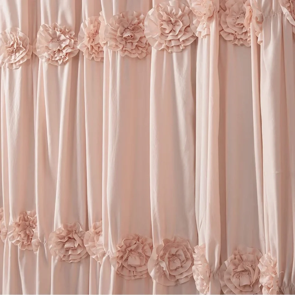 Lush Decor Darla Shower Curtain Single Blush -Flower Fabric Vintage Decor 72x72”
